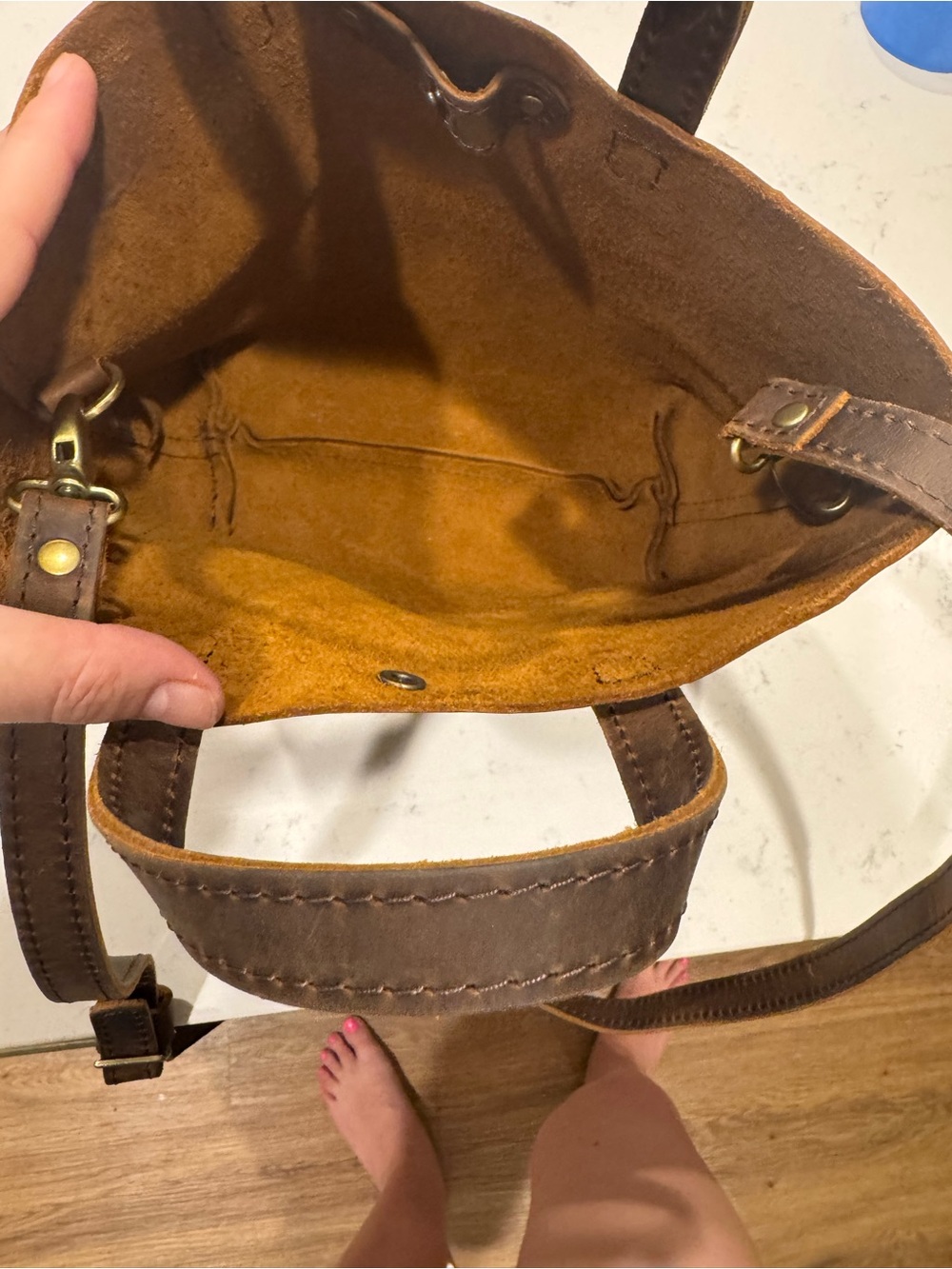 Portland Leather Goods- Medium Crossbody Tote in Coldbrew Espresso SOLDOUT - Picture 7 of 8